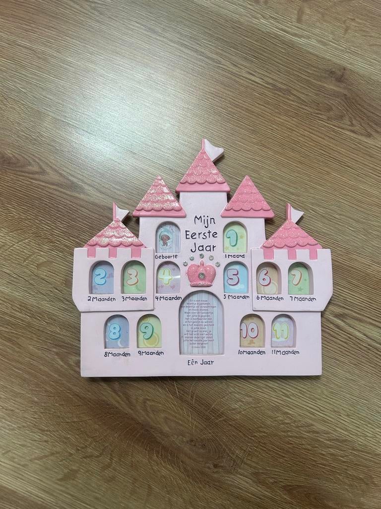 Mijn Eerste Jaar Fotolijst Kasteel Roze Baby Meisje, Ophalen, Zo goed als nieuw, Kraamcadeau