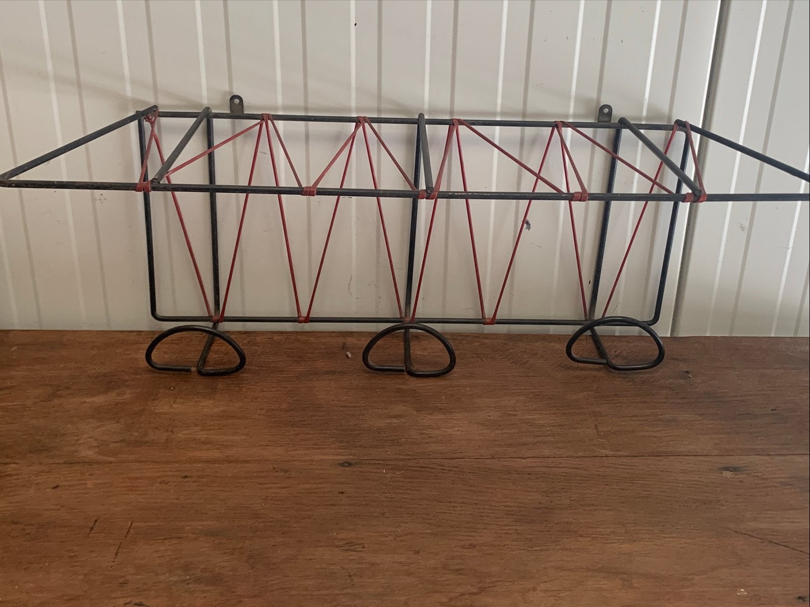 Vintage muur kapstok,jaren 60,metaal,scoubidou,spectrum, Huis en Inrichting, Woonaccessoires | Kapstokken, Wandkapstok, Gebruikt