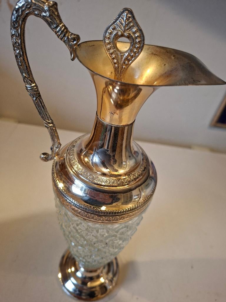 VINTAGE  ITALIAANSE VERZILVERDE  KARAF, Antiek en Kunst, Antiek | Glas en Kristal, Ophalen