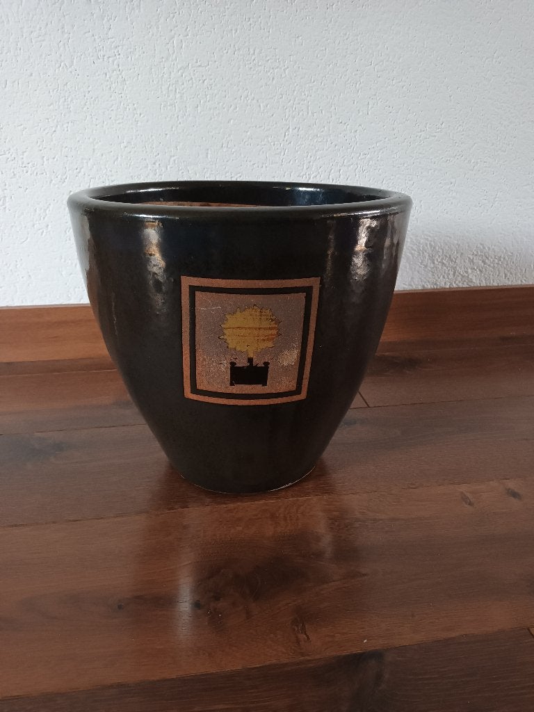 Bloempot pot donkergrijs donker grijs donkergrijze grijze, 25 tot 40 cm, Gebruikt, Rond, Binnen
