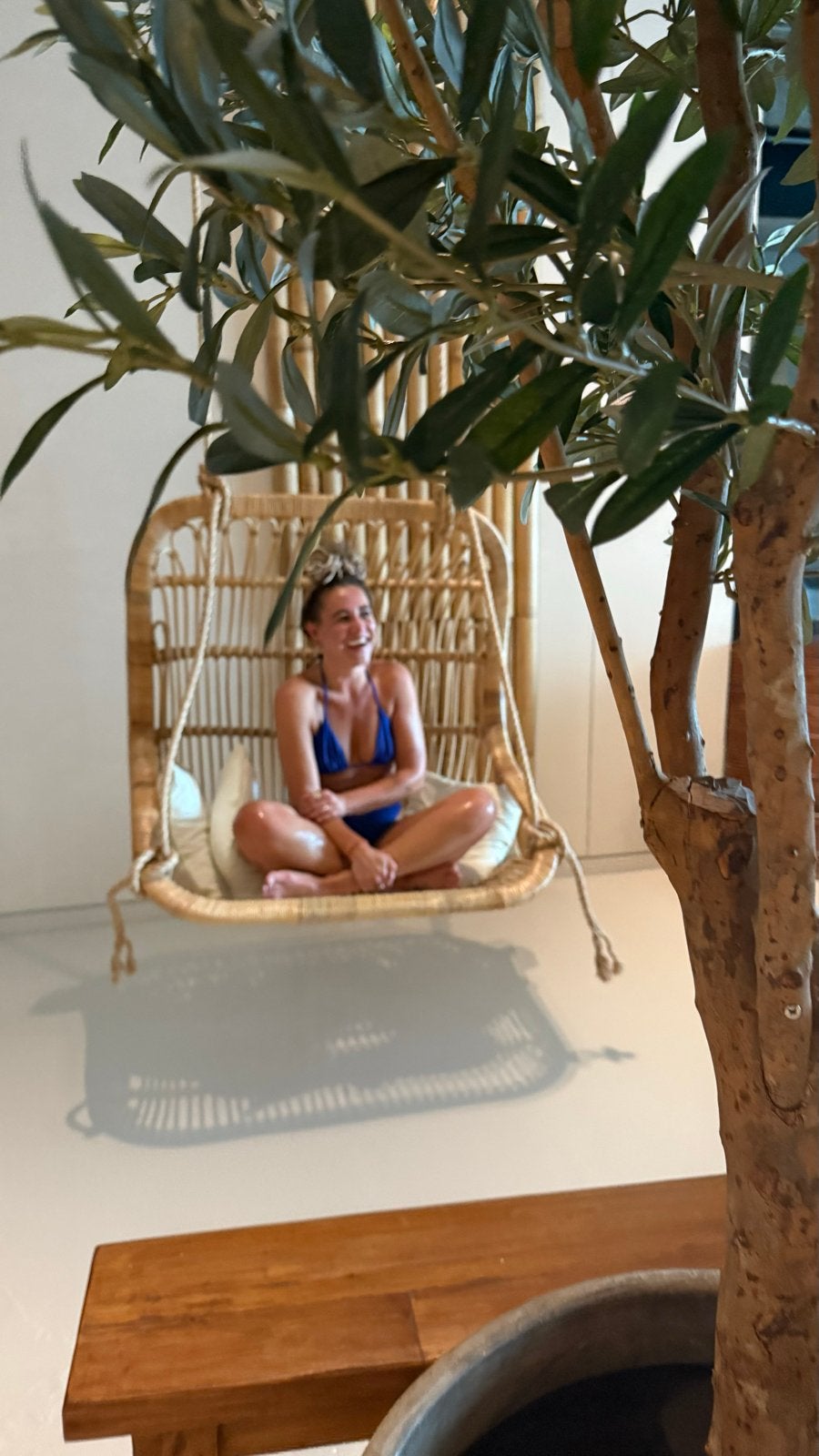 Rotan hangstoel - Bohemian stijl, Huis en Inrichting, Stoelen, Ophalen, Gebruikt, Overige kleuren, Riet of Rotan