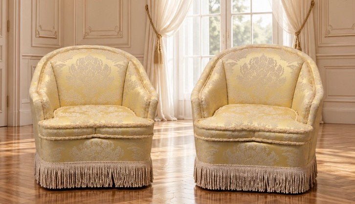 Vintage bank, sofa, fauteuils, trouwbankje, barok. Franjes, Antiek en Kunst, Ophalen