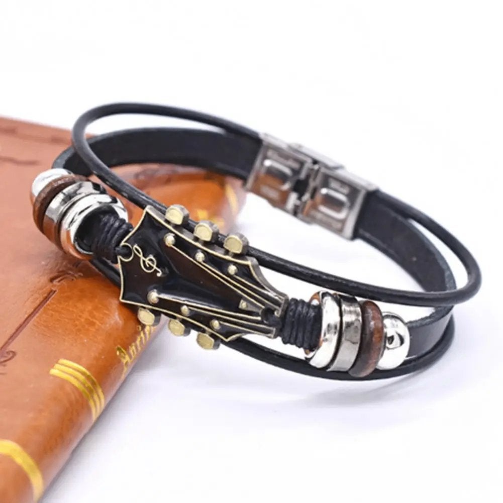 Gitaar Armband / Heren Dames Guitar Armbandje, Verzenden, Nieuw, Overige kleuren, Leer