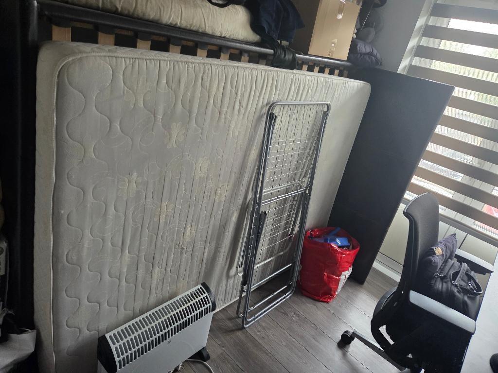 2 persoonsbed te koop, Huis en Inrichting, Slaapkamer | Bedden, Ophalen, Overige materialen, Gebruikt, Bruin