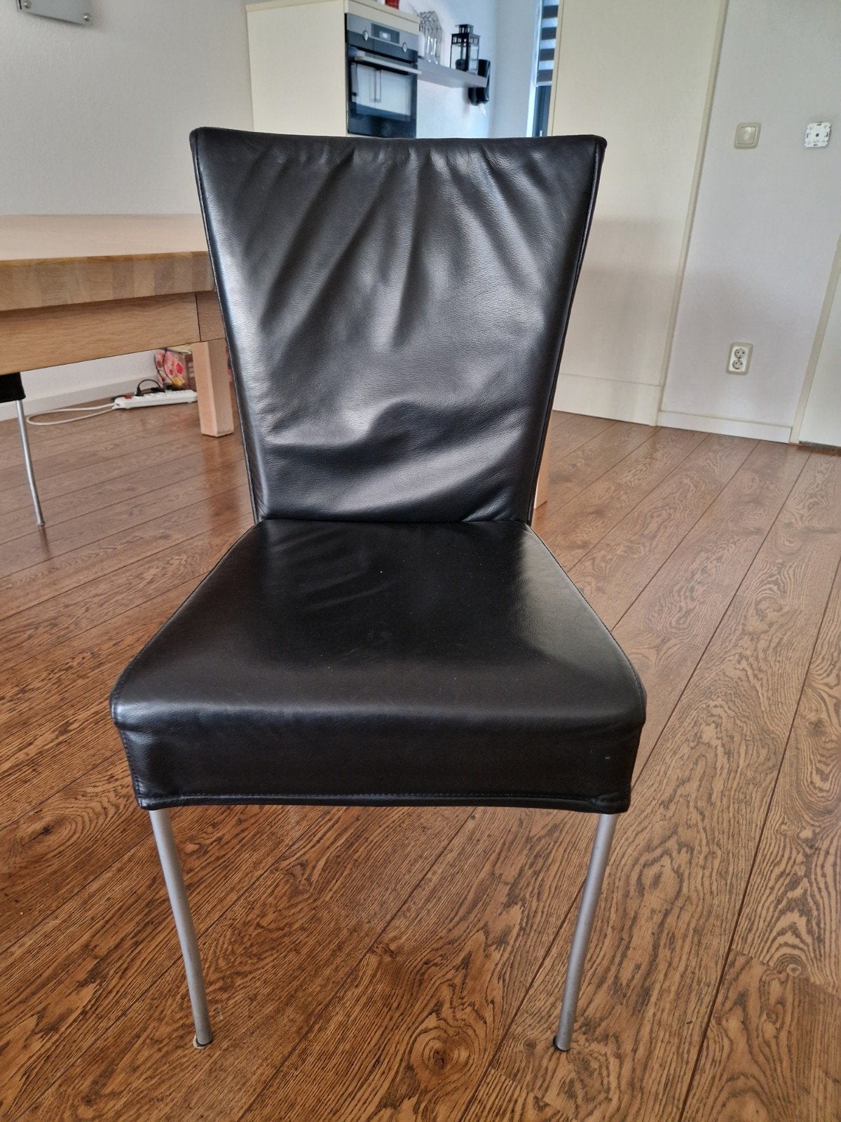 Leren stoelen 6x, Ophalen, Gebruikt, Zwart, Leer