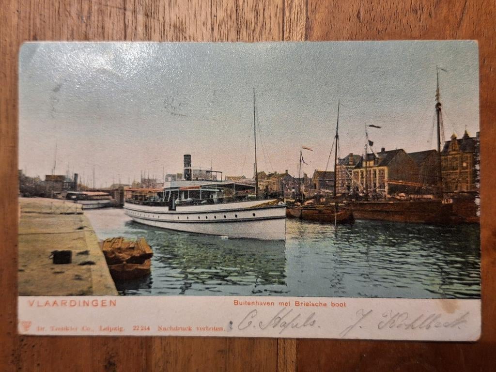 Vlaardingen - Buitenhaven met Brielsche boot, Ophalen of Verzenden, Voor 1920, Gelopen, Zuid-Holland