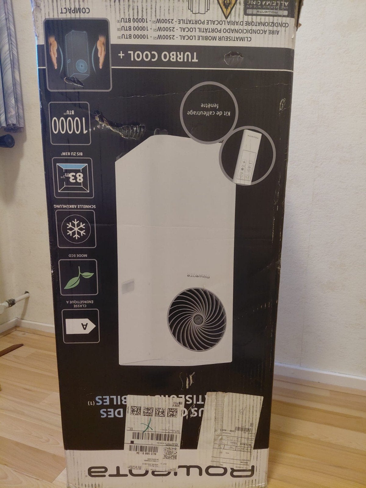 Rowenta Turbo Cool+ Mobiele Airco - Gebruikt, Ophalen, Gebruikt, Timer, 3 snelheden of meer