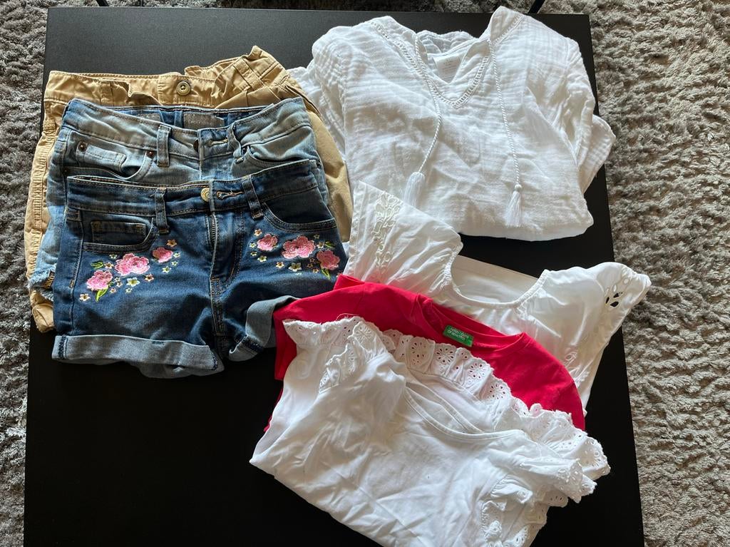 Zomerkleding pakket meisjes: jurkje, shorts & shirts (maat 1, Ophalen of Verzenden, Zo goed als nieuw