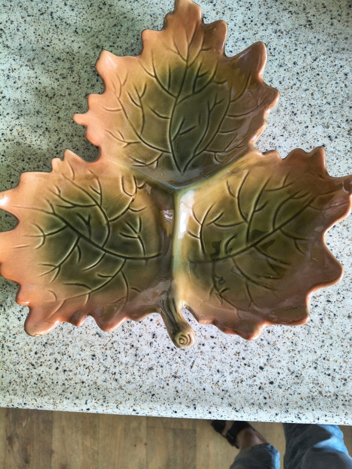 Vintage Bladvormige Herfst Schaal - Bruin/Groen - Jaren '90, Ophalen of Verzenden