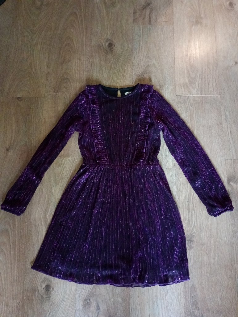 Mooie paarse glitter jurk mt 146/152 WE, Meisje, Ophalen of Verzenden, Zo goed als nieuw, Jurk of Rok