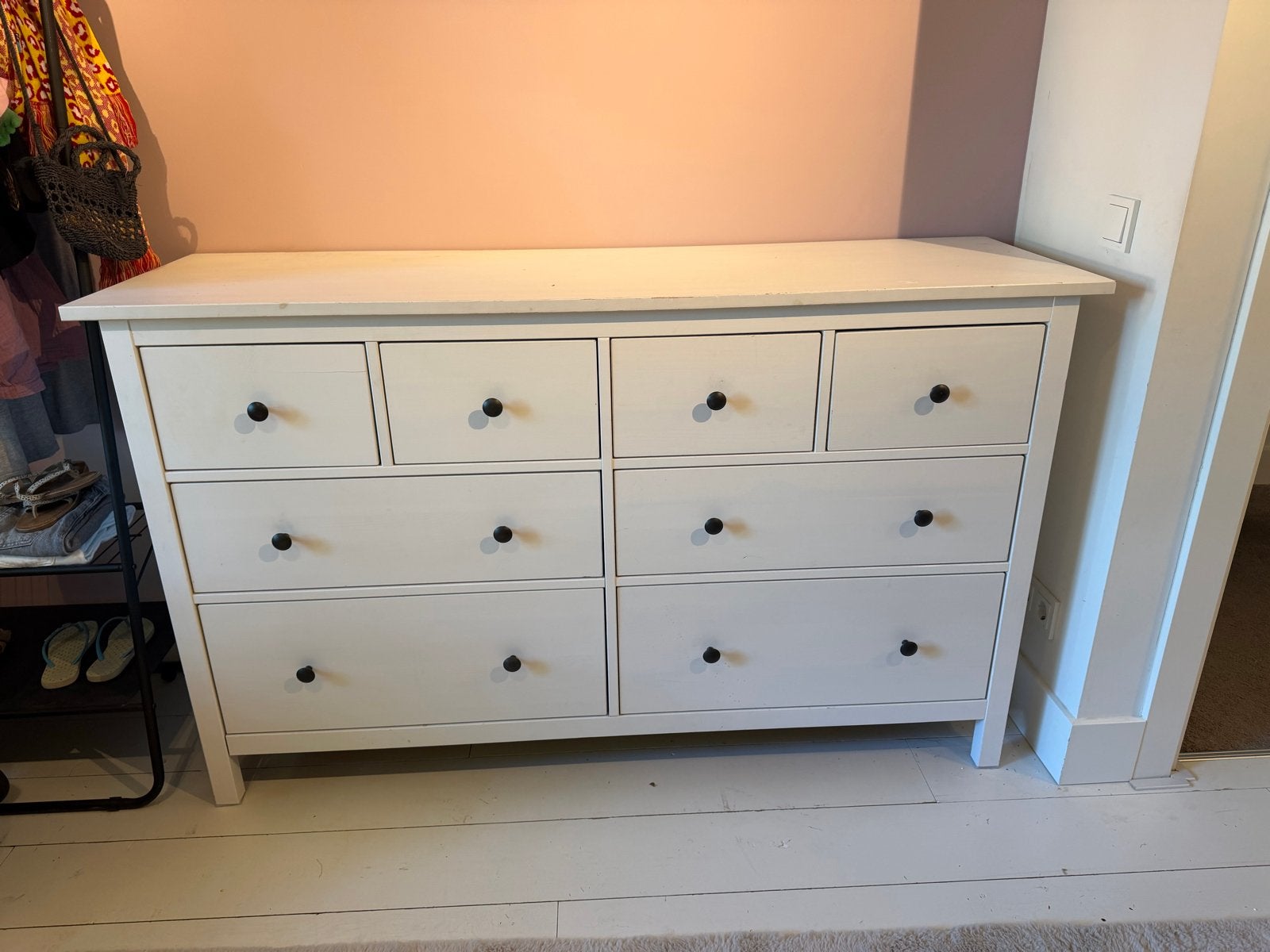 Witte Hemnes Ikea ladekast met 8 laden - Ruime opbergruimte, Ophalen, Gebruikt, 5 laden of meer, 150 tot 200 cm