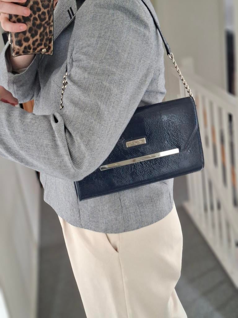 Marc Fisher Donkerblauwe Lakleren Envelope Clutch / Schouder, Ophalen of Verzenden, Blauw, Handtas