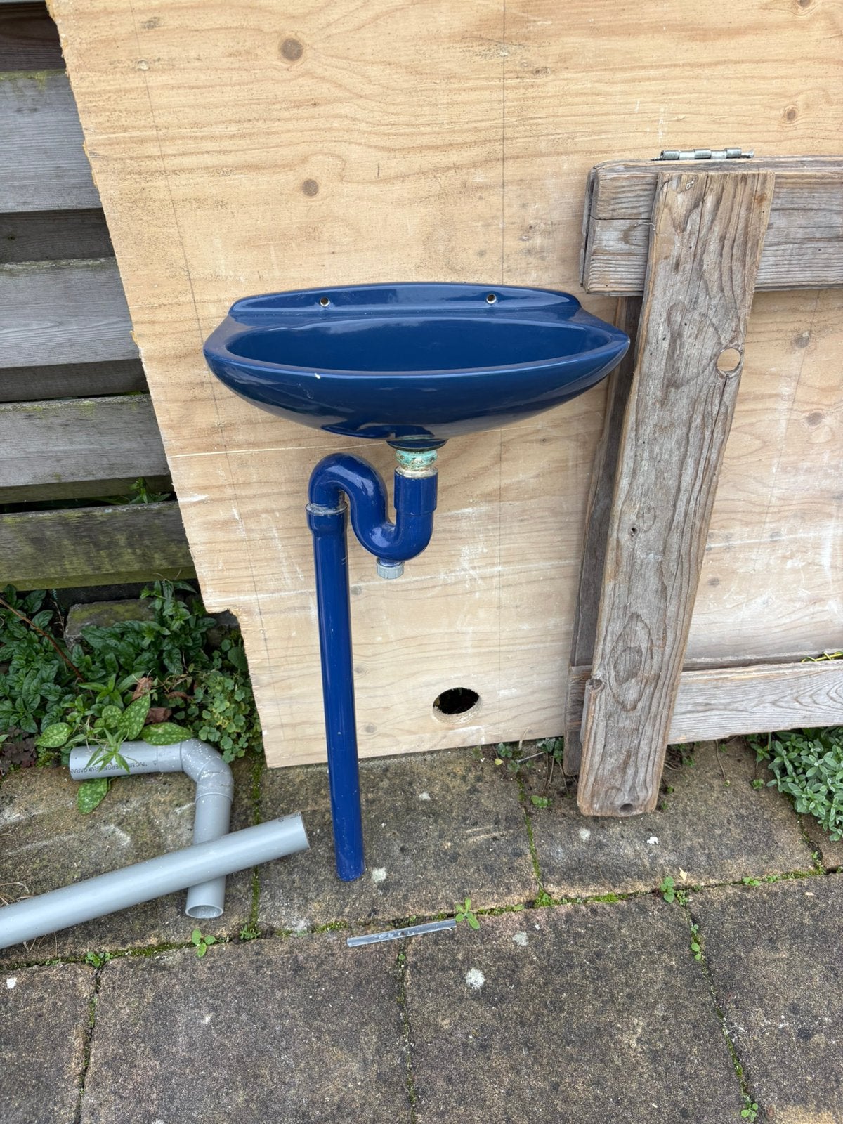 Wasbak blauw vintage, Ophalen, Gebruikt, Wastafel