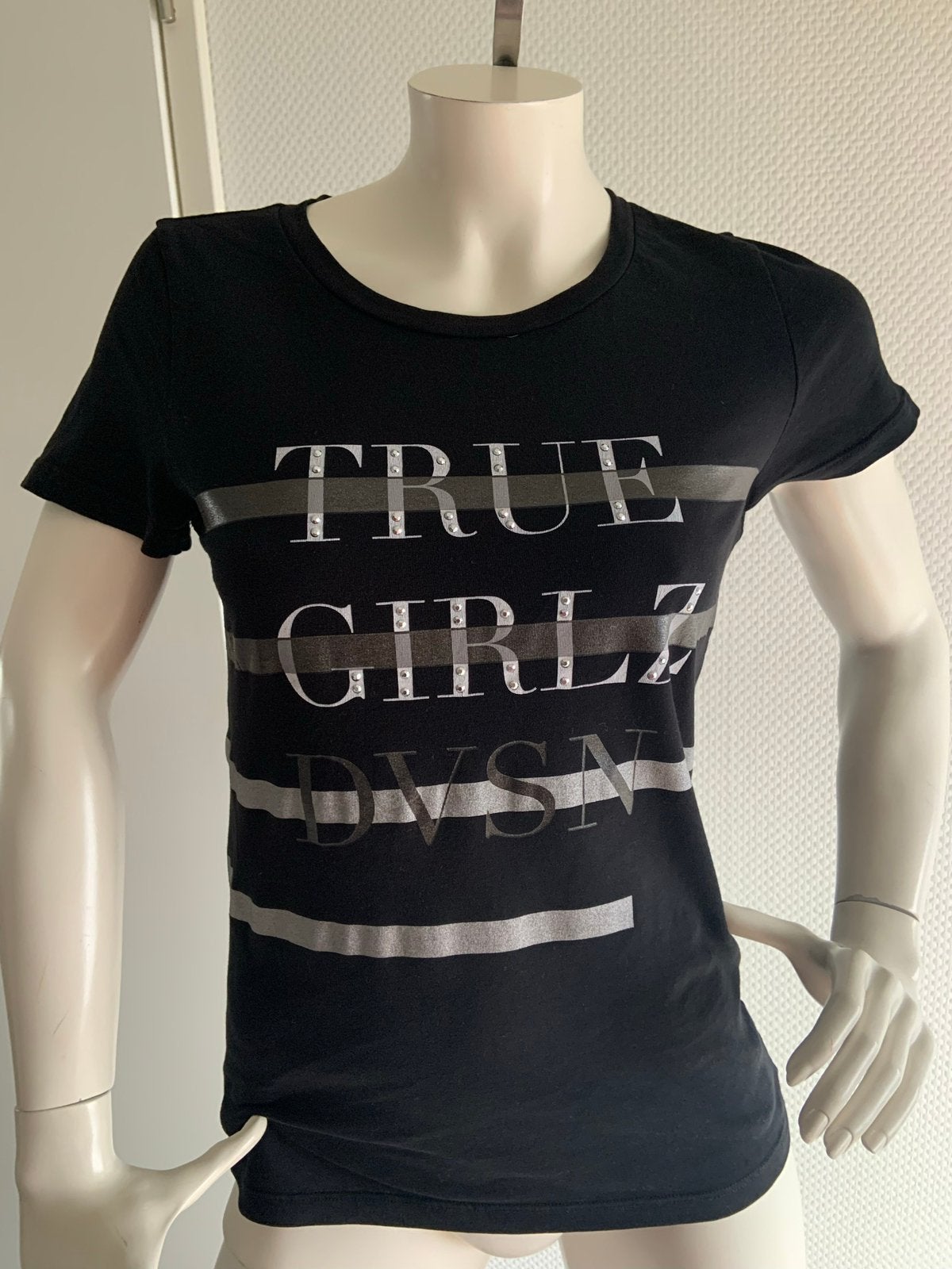 Liu jo shirt met steentjes maat it 42 nl 38, Maat 38/40 (M), ., Zwart, Ophalen of Verzenden