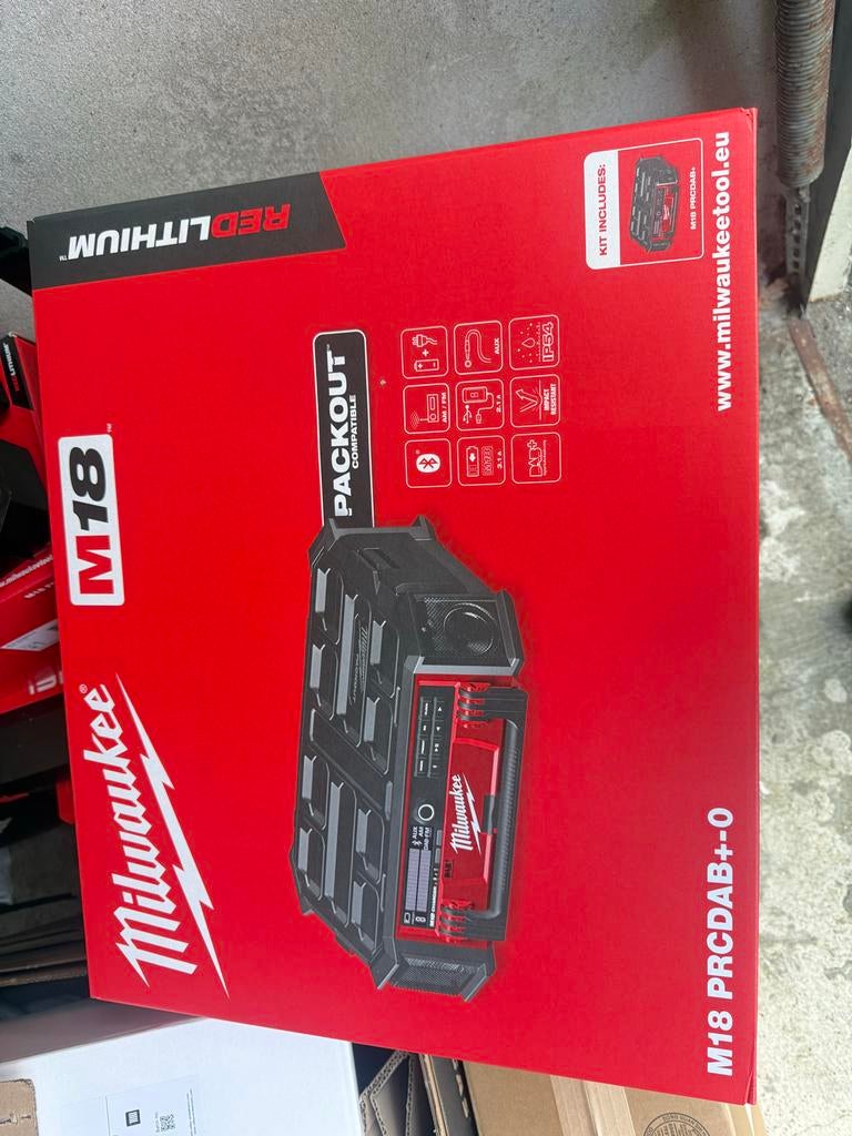 Milwaukee M18 PRCDAB+-0 bouwradio DAB+ IP58, Audio, Tv en Foto, Radio's, Ophalen, Nieuw, Bouwradio