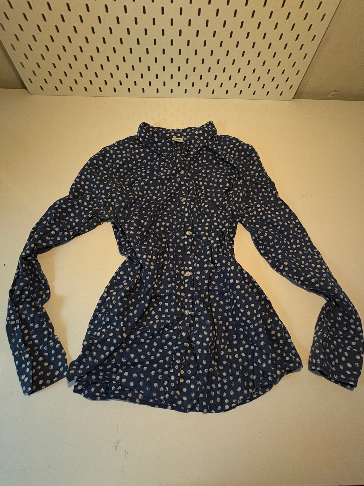 Esprit blouse met stippen - Maat 40 (M), Ophalen of Verzenden, Gedragen, Maat 38/40 (M), Blauw