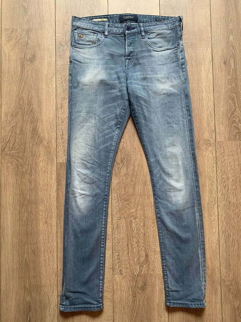 Scotch&Soda spijkerbroek jeans grijs blauw W28 - L32 = S/46, W32 (confectie 46) of kleiner, Zo goed als nieuw, Scotch & Soda, Verzenden