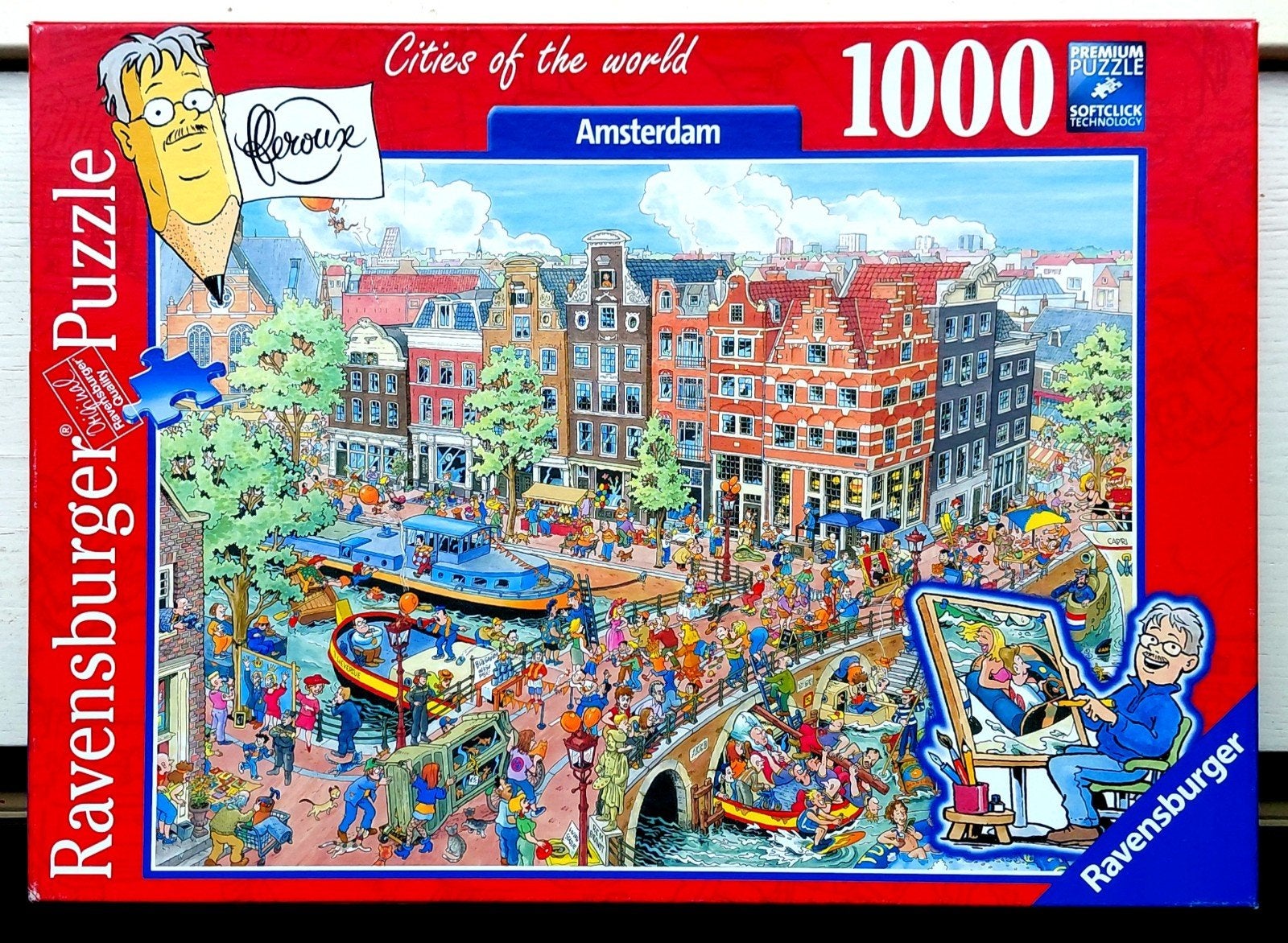 Ravensburger Fleroux Amsterdam 1000 compleet, Ophalen of Verzenden, 500 t/m 1500 stukjes, Zo goed als nieuw, Legpuzzel