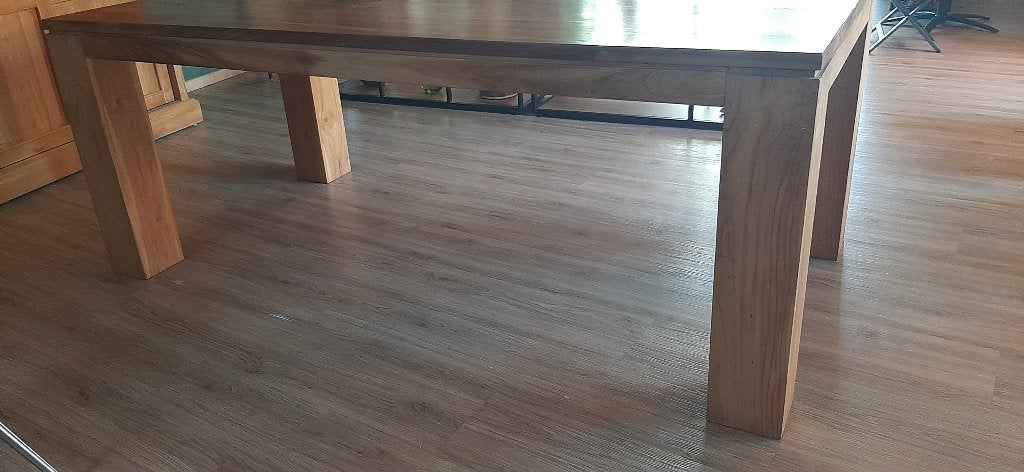 Teak houten eettafel, Ophalen, Gebruikt, 100 tot 150 cm, Teakhout