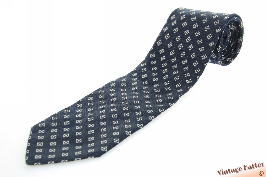 Zijden stropdas Valentino zeer donker blauw met wit patroon