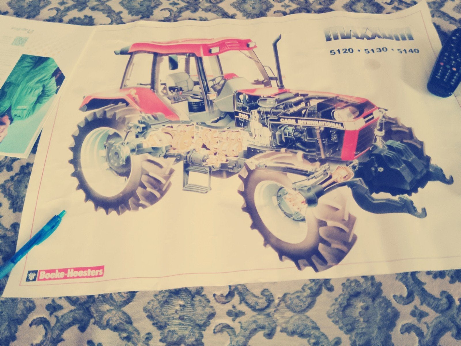 IHC Maxxum 5120 5130 5140 Tractor Poster Boeke-Hoesters, Gebruikt, Rechthoekig Liggend, Ophalen of Verzenden, A1 t/m A3
