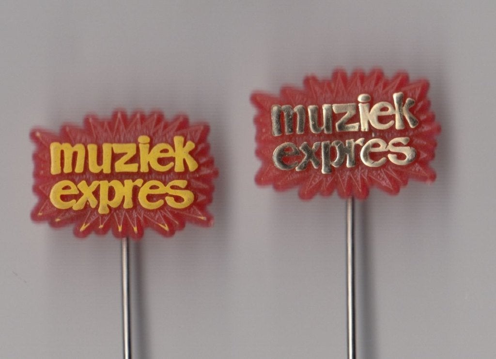 Muziek Express speldjes, Gebruikt, Niet vindbaar, Niet vindbaar, Speldje of Pin