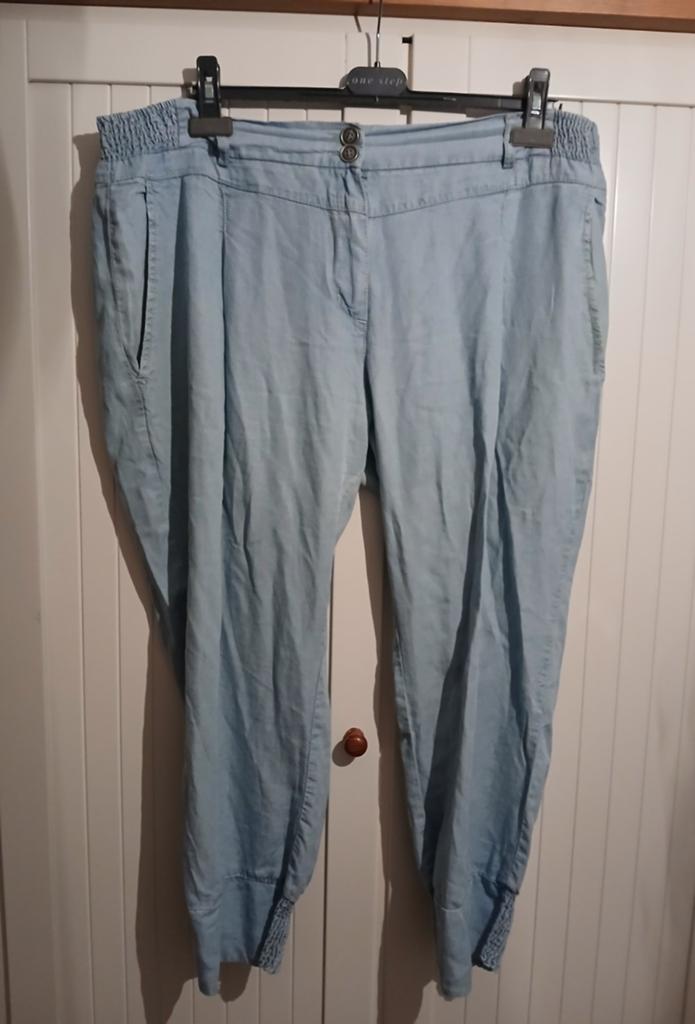 Promiss Lichtblauwe capri spijkerbroek - Maat 46, Kleding | Dames, Broeken en Pantalons, Promiss, Blauw, Maat 46/48 (XL) of groter