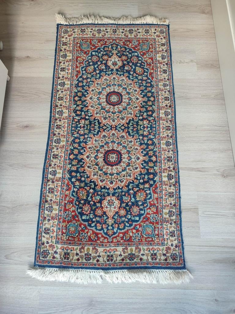 Vintage handgeknoopt Oosters tapijt 122x61 cm - Indo d.w., Huis en Inrichting, Ophalen, Gebruikt, 100 tot 150 cm, Oosters, Traditioneel