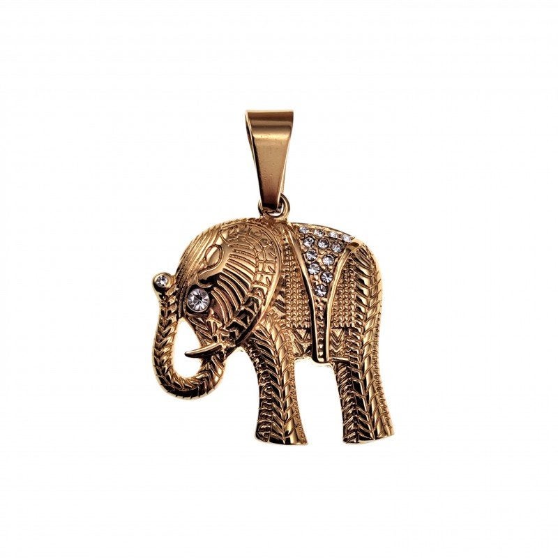 32mm x  28mm Olifant Hanger Unisex Gepolist Goudkleurig RVS, Overige materialen, Birgitta-Gracht 33, 6465 EL Kerkrade, Nederland