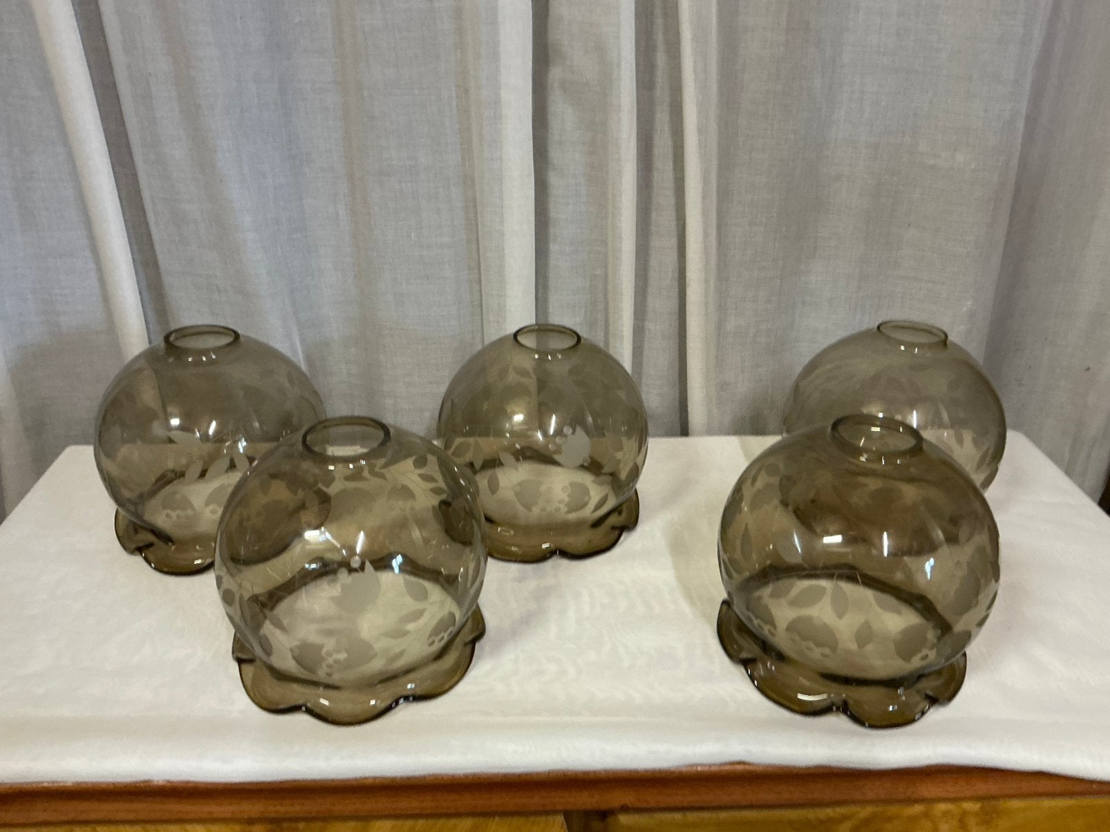 5 vintage glazen lampenkappen, Ophalen of Verzenden, Zo goed als nieuw, Rond, Minder dan 25 cm