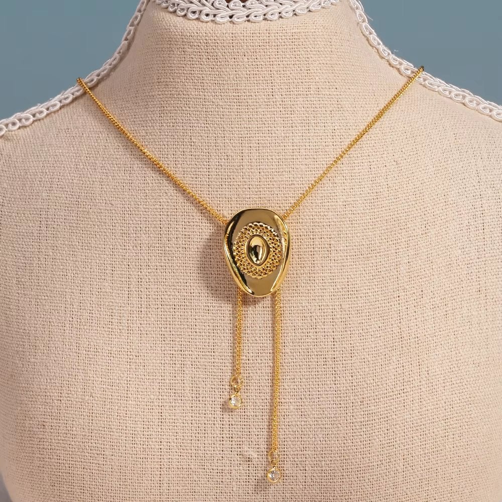 Goudkleurige cowboyhoed dames ketting, Sieraden, Tassen en Uiterlijk, Verzenden, Nieuw, Goud, Overige materialen