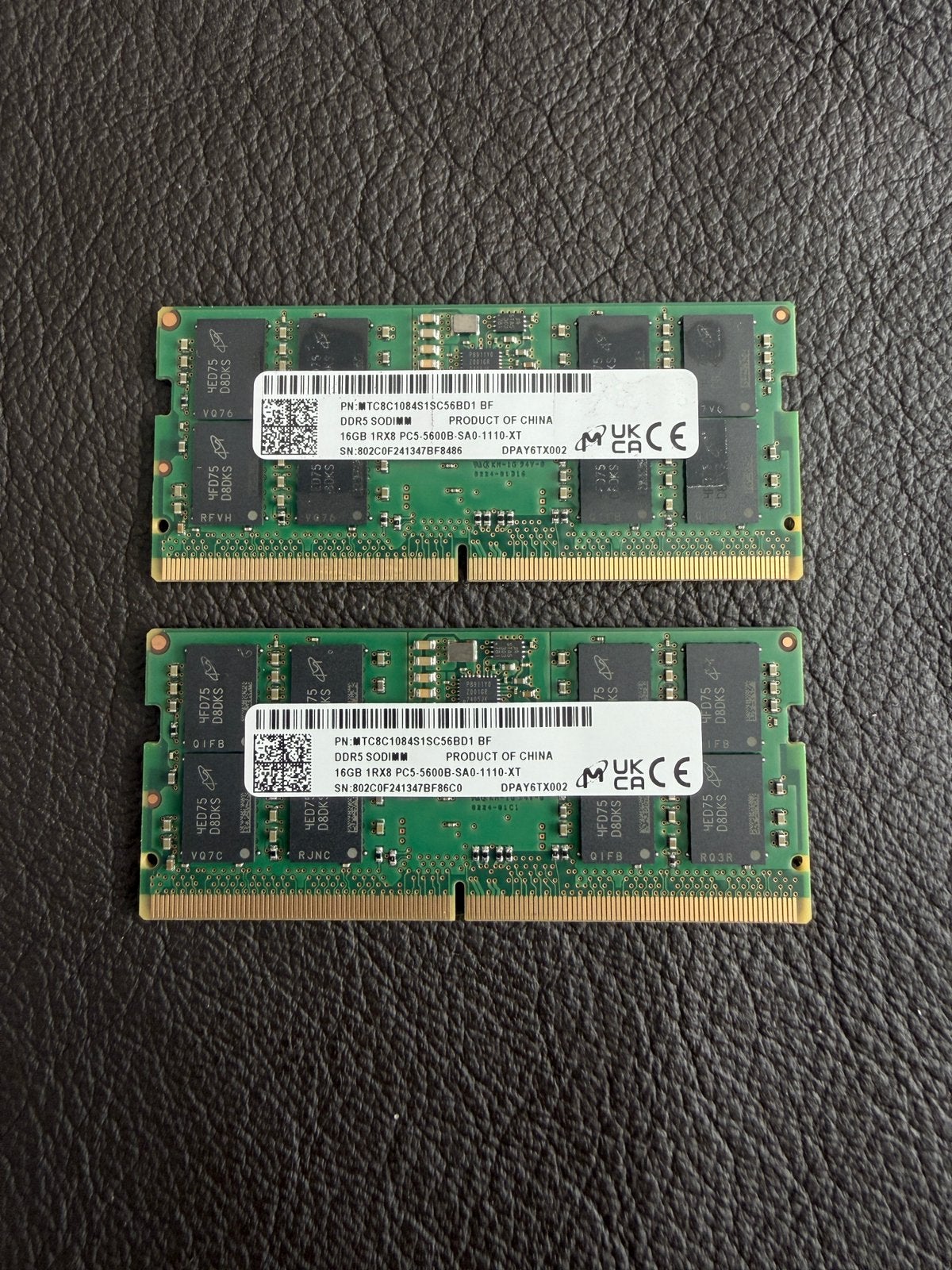 2x16GB = 32GB DDR5 Micron 5600mhz sodimm laptop geheugen, Ophalen, 32 GB, Zo goed als nieuw, DDR5