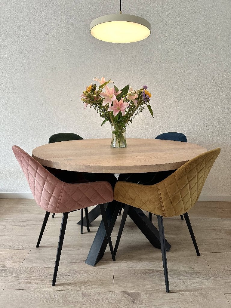 Goossens Vorst velvet eetkamerstoelen 4x met armleuning, Huis en Inrichting, Stoelen, Ophalen, Gebruikt, Overige kleuren, Vier