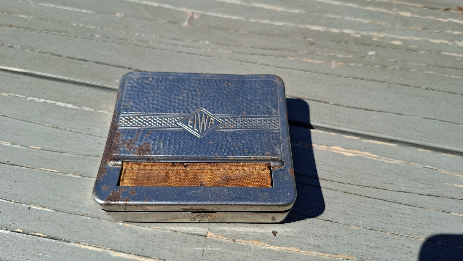 Vintage ELWA metalen sigarettenroller- tabaksdoos - jaren 50, Ophalen of Verzenden, Gebruikt
