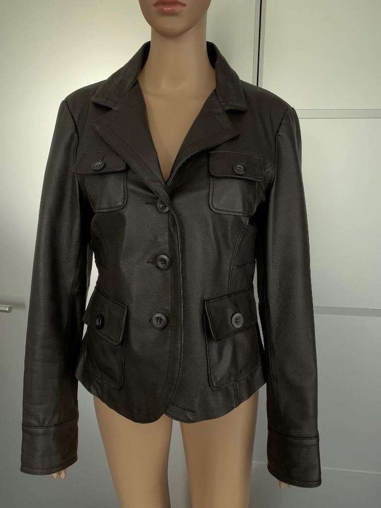 D938 maat 40=M echt-leren jasje jas blazer colbert leer, Maat 38/40 (M), Bruin, Street One, Ophalen of Verzenden