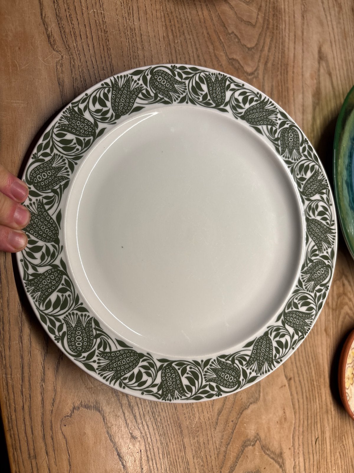 Rosenthal Studio-Linie Bord met Groen Bloemenpatroon, Ophalen