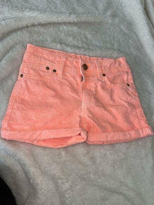 Vingino 128 8 soft neon oranje short korte broek, Broek, Zo goed als nieuw, Vingino, Verzenden