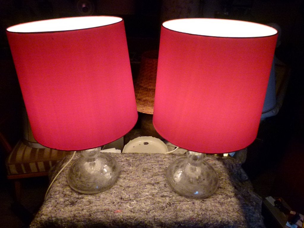 vintage set Peill & Putzler tafel sideboardlampen 70er, Ophalen, Zo goed als nieuw, Glas