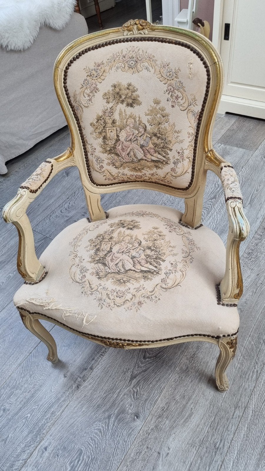 Antieke Franse Louis XV stijl fauteuil, Ophalen