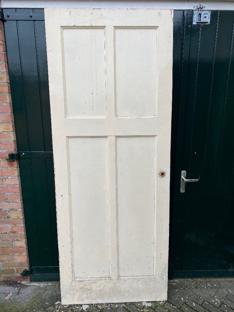 Jaren 30 4 vaks paneeldeuren met kozijnen, Doe-het-zelf en Verbouw, Deuren en Horren, Ophalen, Gebruikt, 80 tot 100 cm, Binnendeur