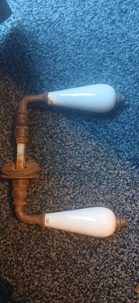 Antieke vintage deurklinken van porselein, Ophalen of Verzenden, Koper