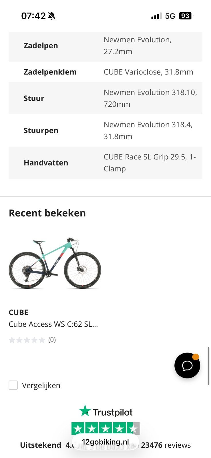 Cube ACCESS WS C:62 SL montainbike, 57 cm of meer, Fully, Zo goed als nieuw, Dames