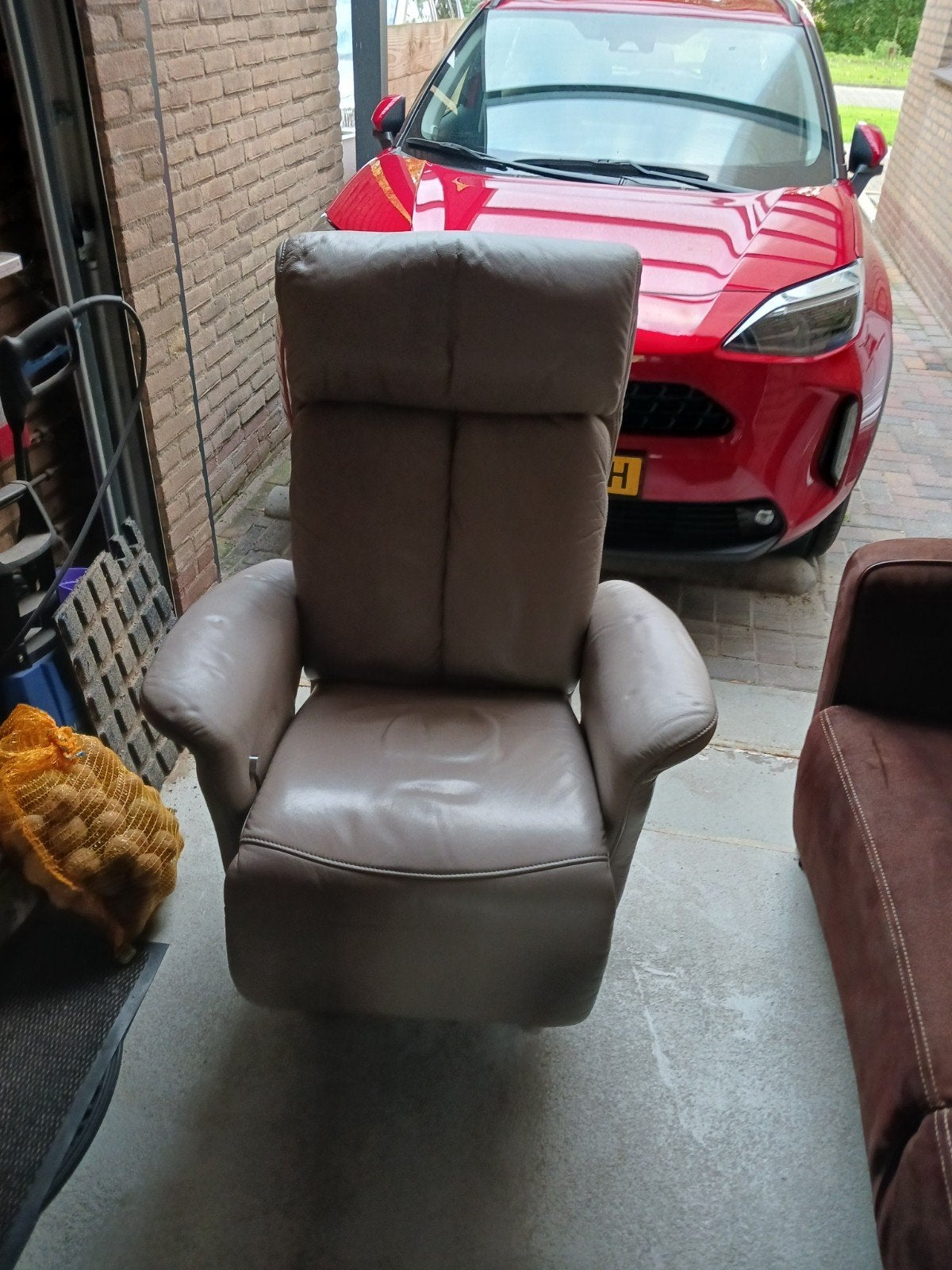 Relaxstoel leer, Huis en Inrichting, Ophalen, Gebruikt, Minder dan 75 cm, Leer