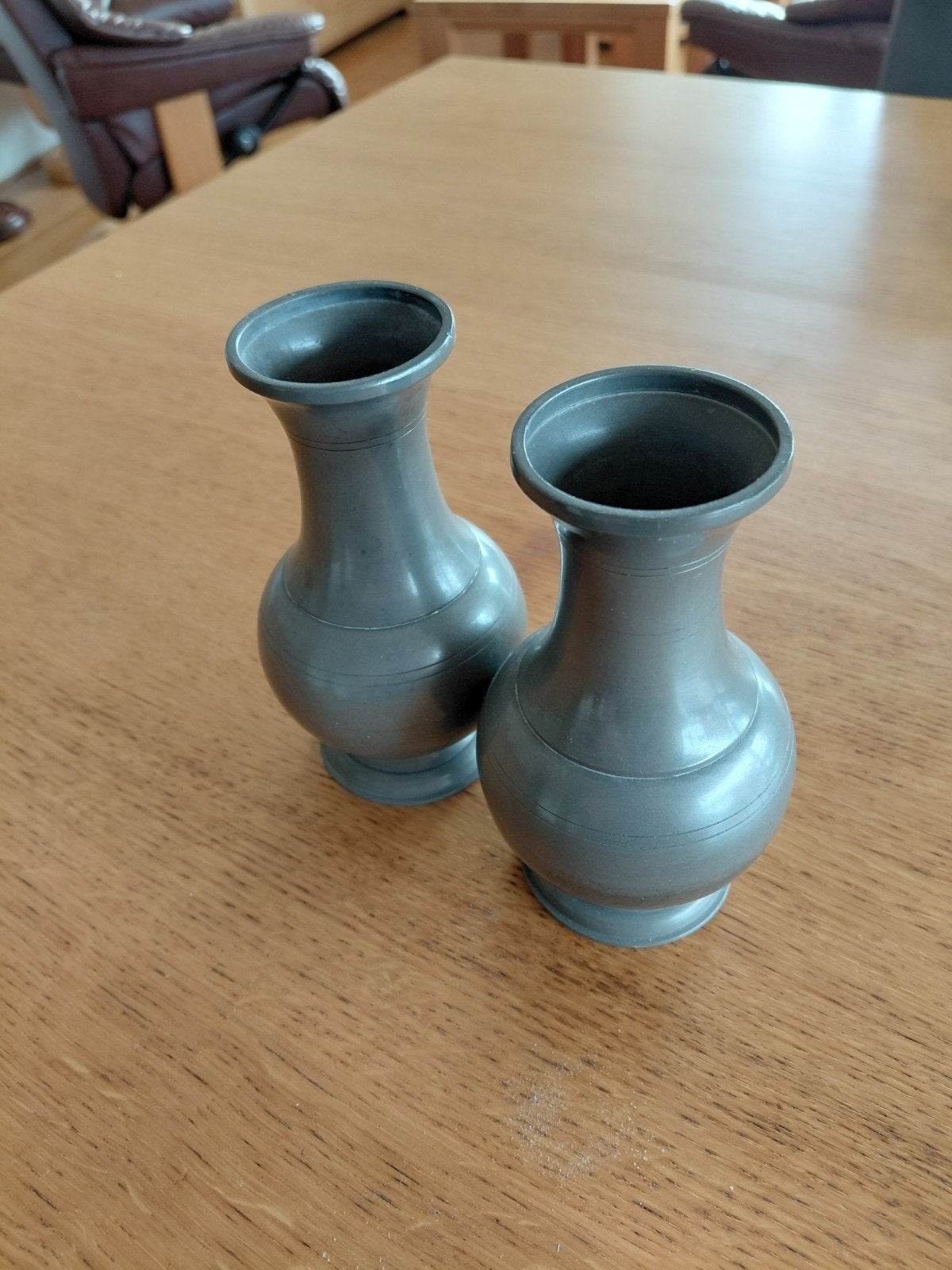 Set van 2 antieke tinnen vazen - H. Th. Grollenaar, Verzenden