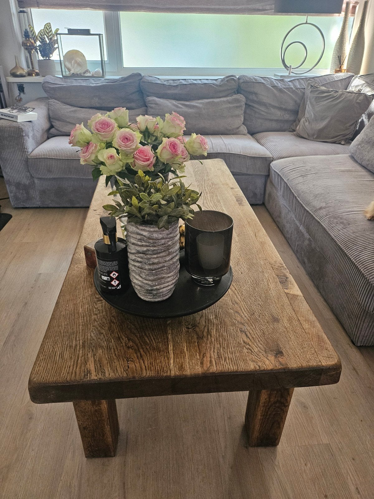 Massief houten salontafel - Robuust en Stijlvol, Ophalen, 100 tot 150 cm, 50 tot 100 cm, Gebruikt
