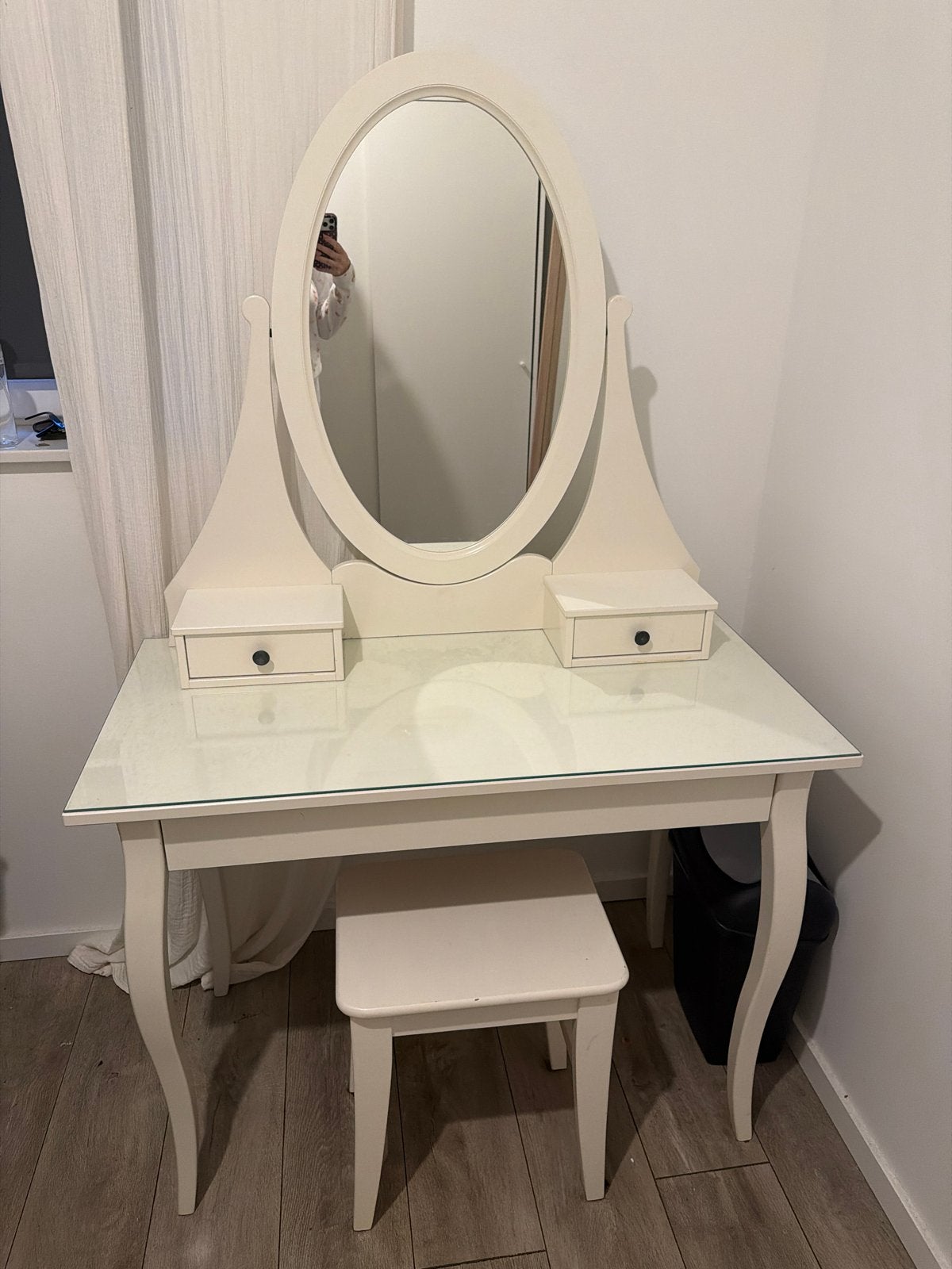 Witte kaptafel IKEA HEMNES, Ophalen, Gebruikt, 100 tot 150 cm, 50 tot 100 cm