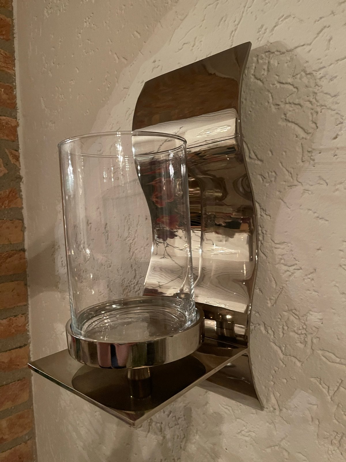 Mooi windlicht van glas en metaal, Huis en Inrichting, Windlicht, Ophalen of Verzenden, Zilver, Glas