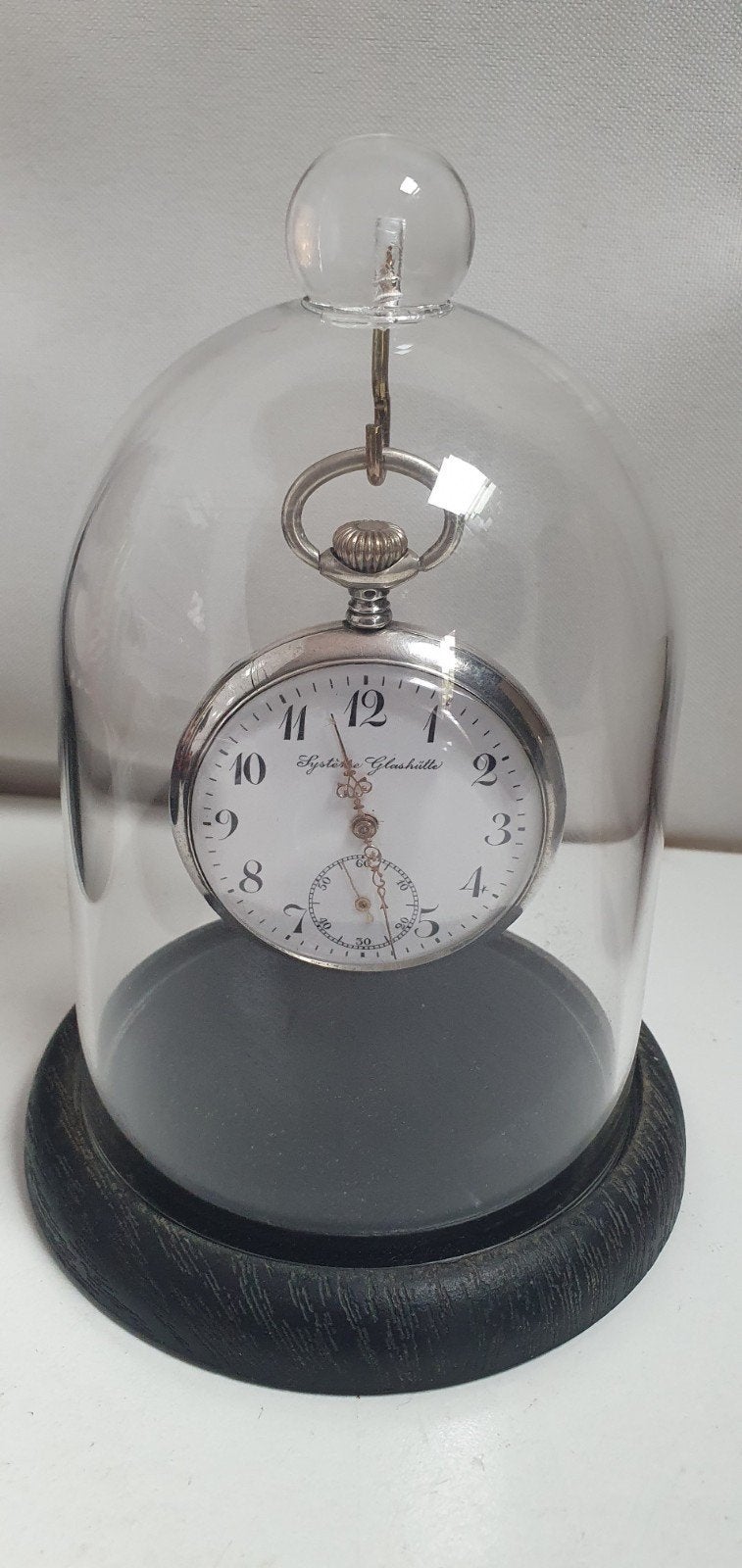 zakhorloge zilver met stolp, Antiek en Kunst, Ophalen of Verzenden