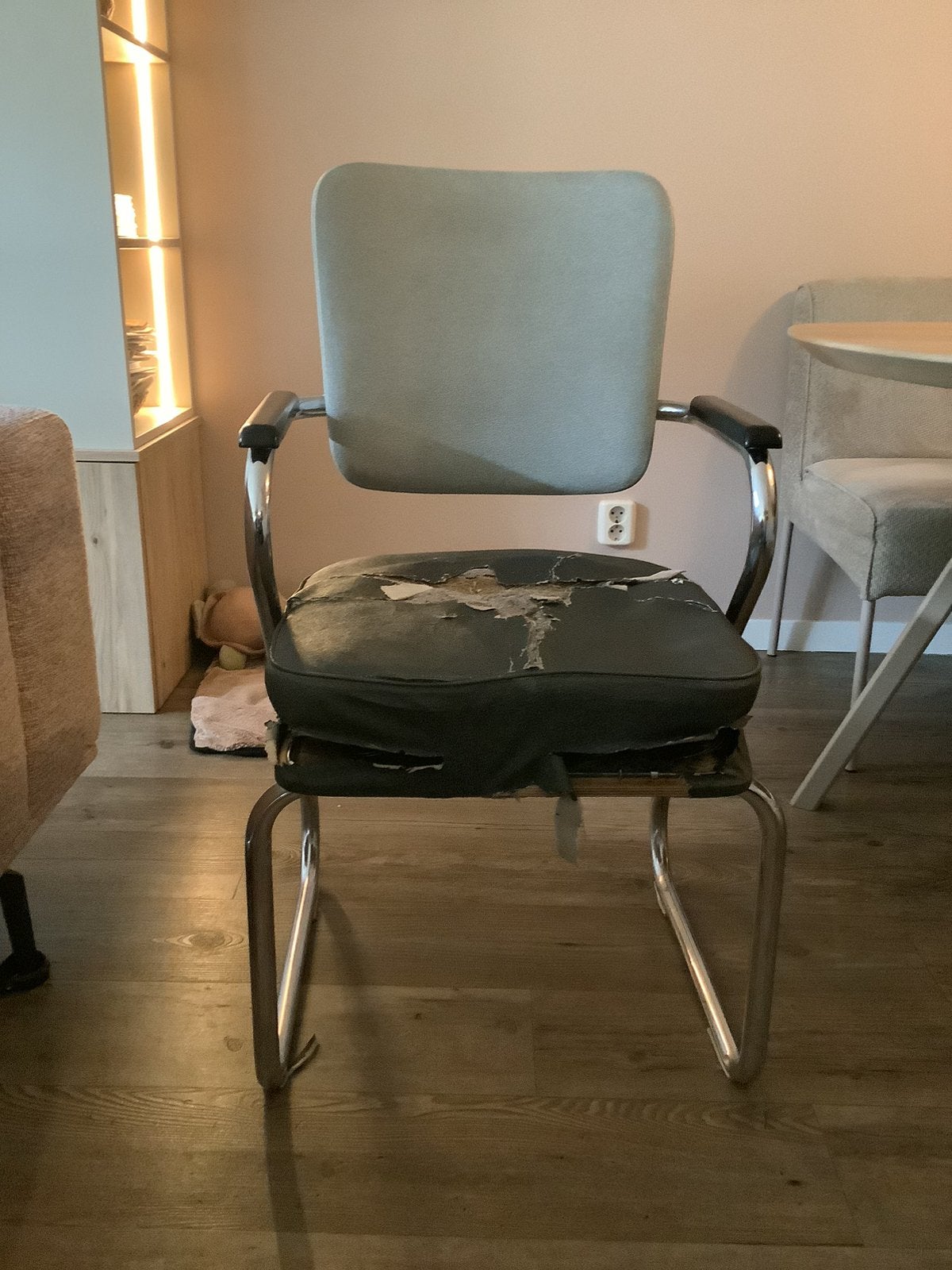 Originele Gispen 201, vintage buisstoel, restauratieobject, Gebruikt, Vintage, Ophalen of Verzenden, Metaal