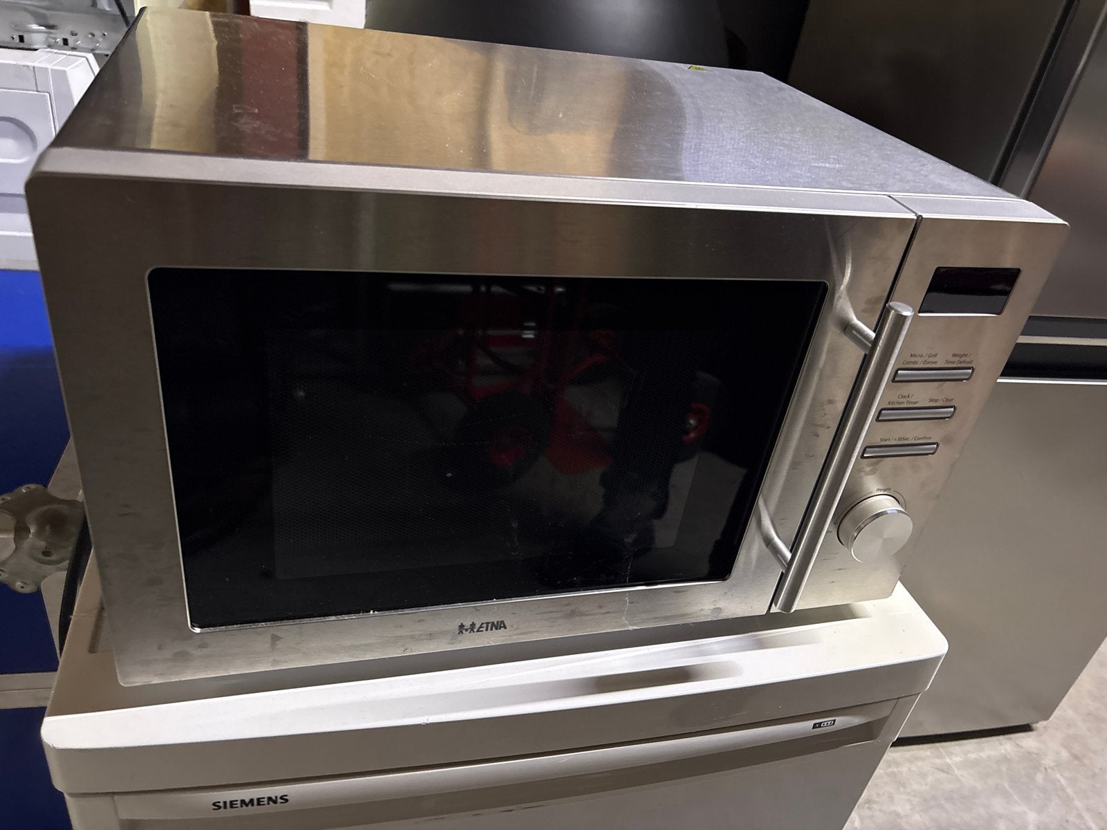 Etna CMV334RVS Combimagnetron - RVS, Witgoed en Apparatuur, Ophalen, Combimagnetron, Gebruikt, Grill